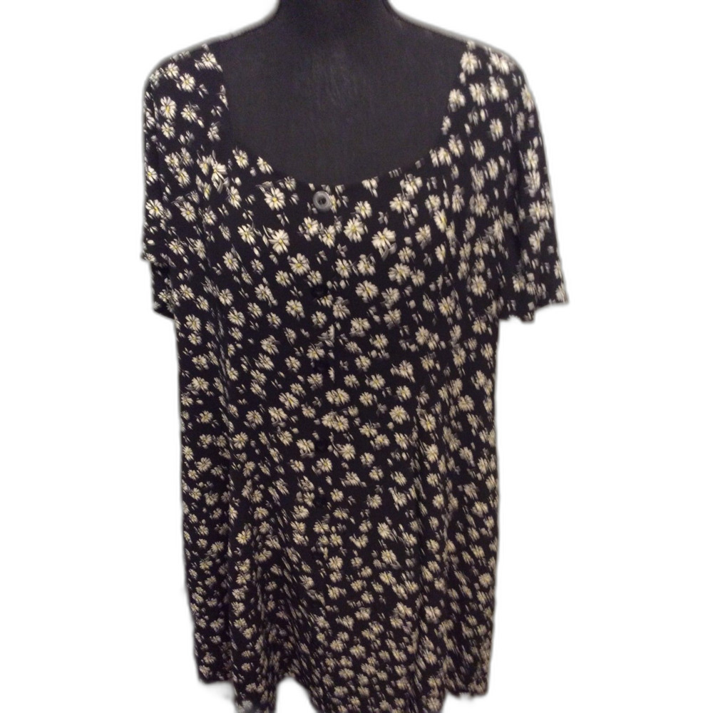 New NWt 89.95 Lane Bryant Size 18 Black Floral Dress Short sleeve